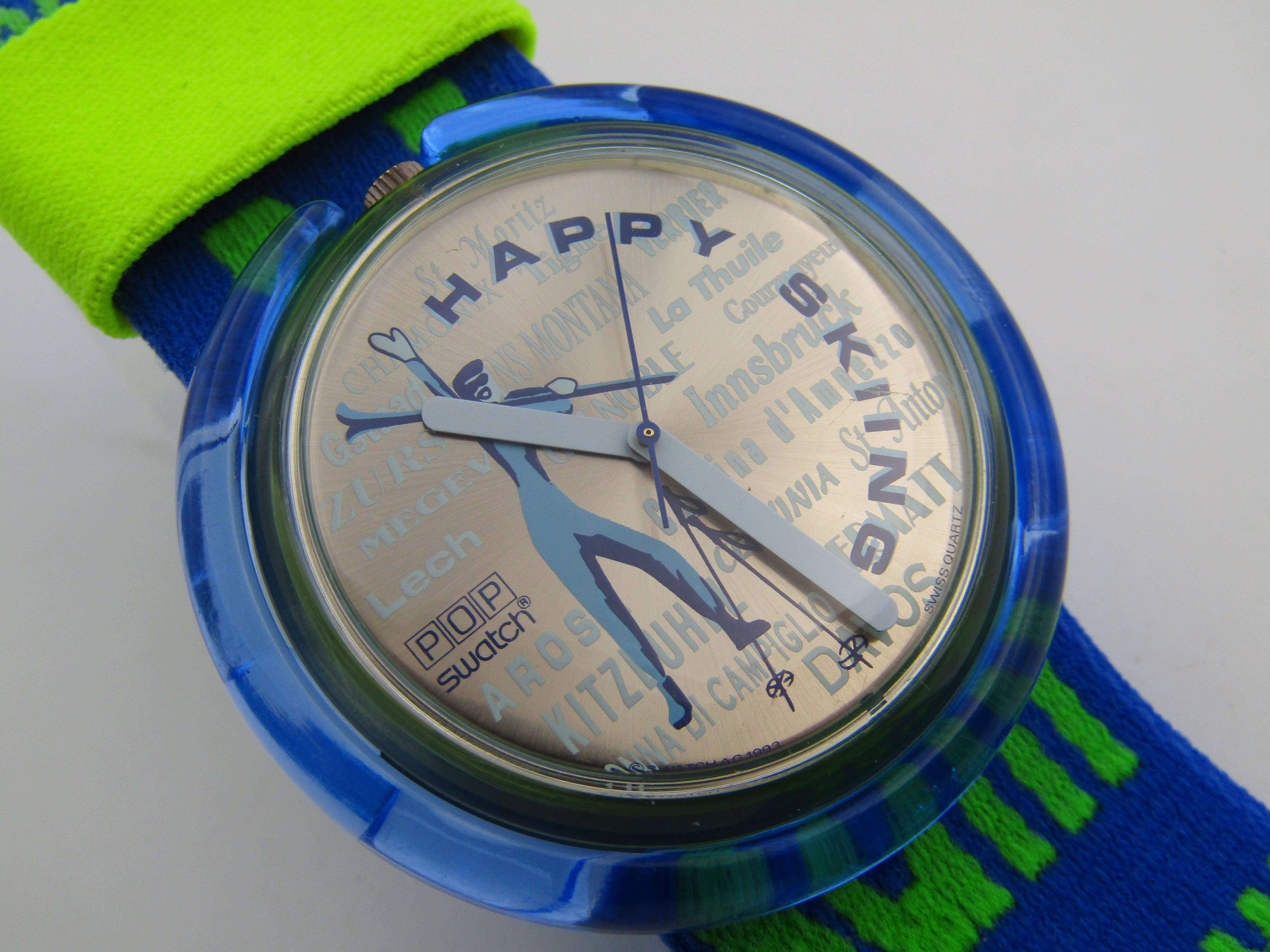 SWATCH POP BLUE HAPPY SKIING - NEUWARE | eBay SWATCH POP BLUE HAPPY SKIING - NEUWARE | eBay