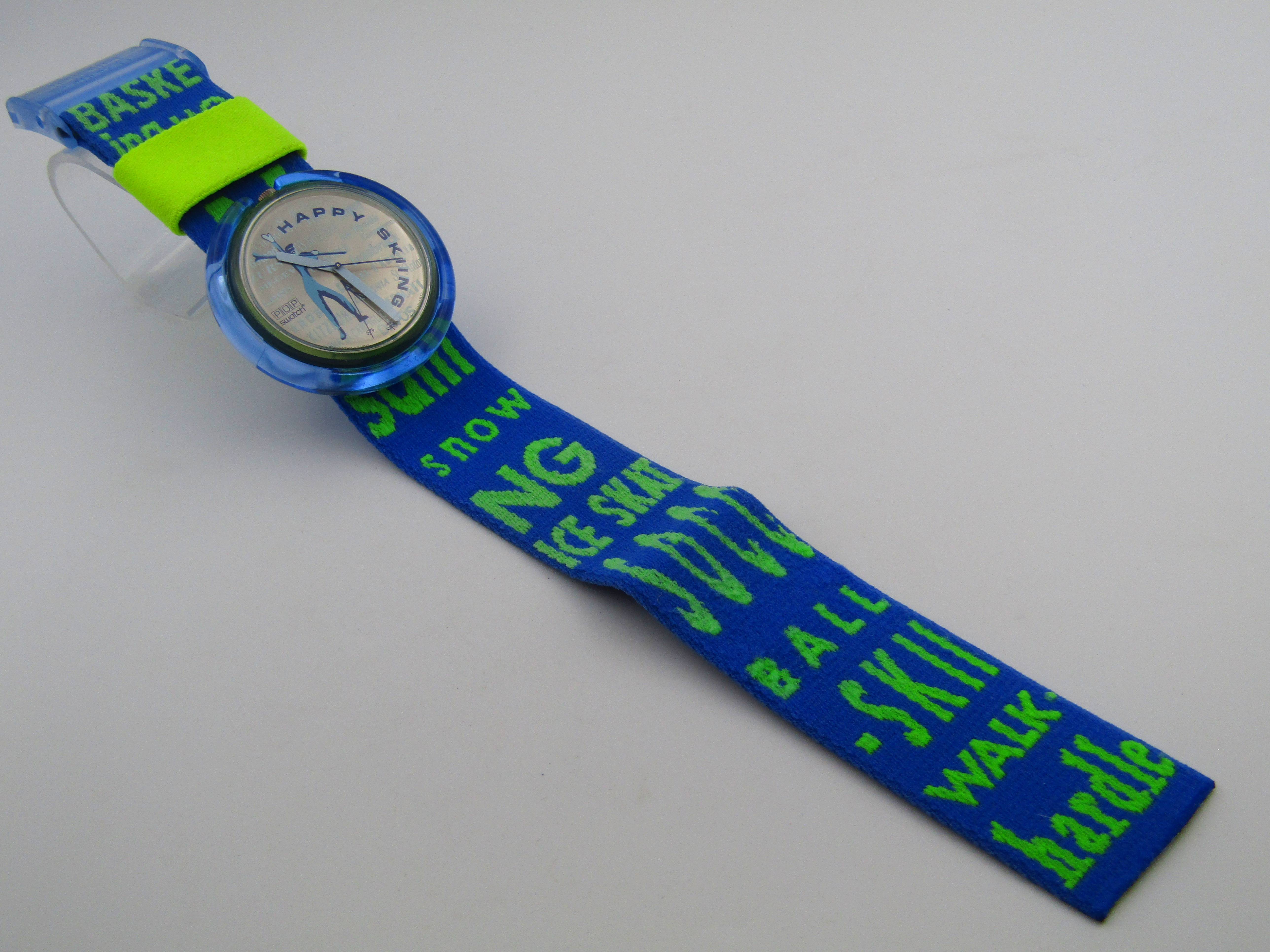 SWATCH POP BLUE HAPPY SKIING - NEUWARE | eBay SWATCH POP BLUE HAPPY SKIING - NEUWARE | eBay
